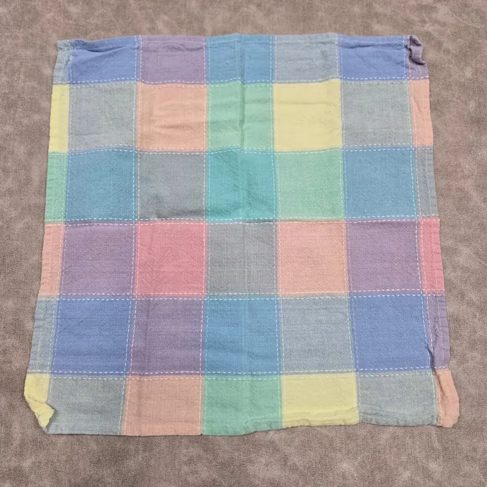 Longaberger Easter Pastel Plaid Fabric Napkin
